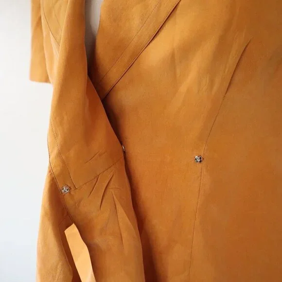 Vintage Yellow Orange Silk Gillian Wrap Dress Size 2 - Picture 2 of 13
